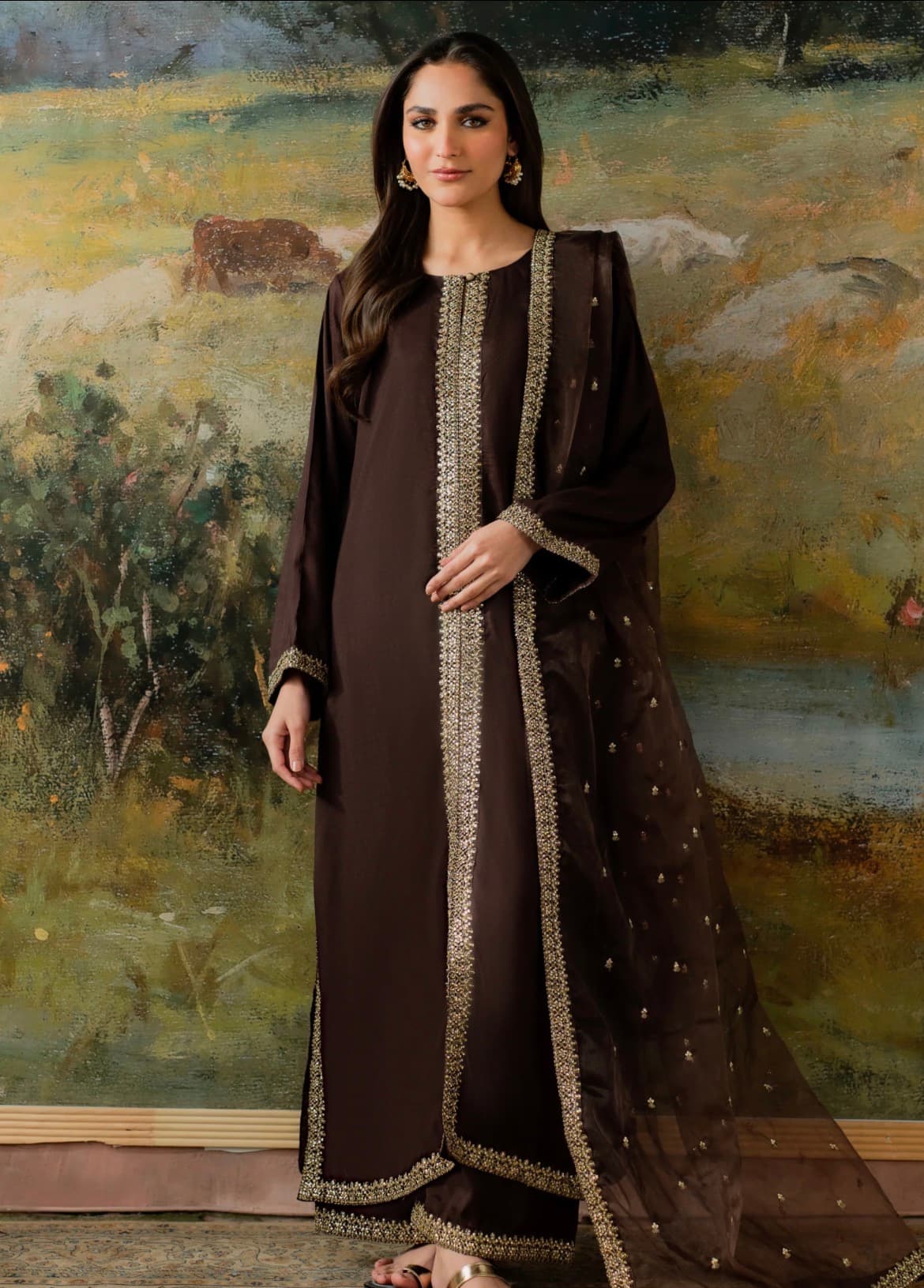 Dark Brown Loir Silk Suit