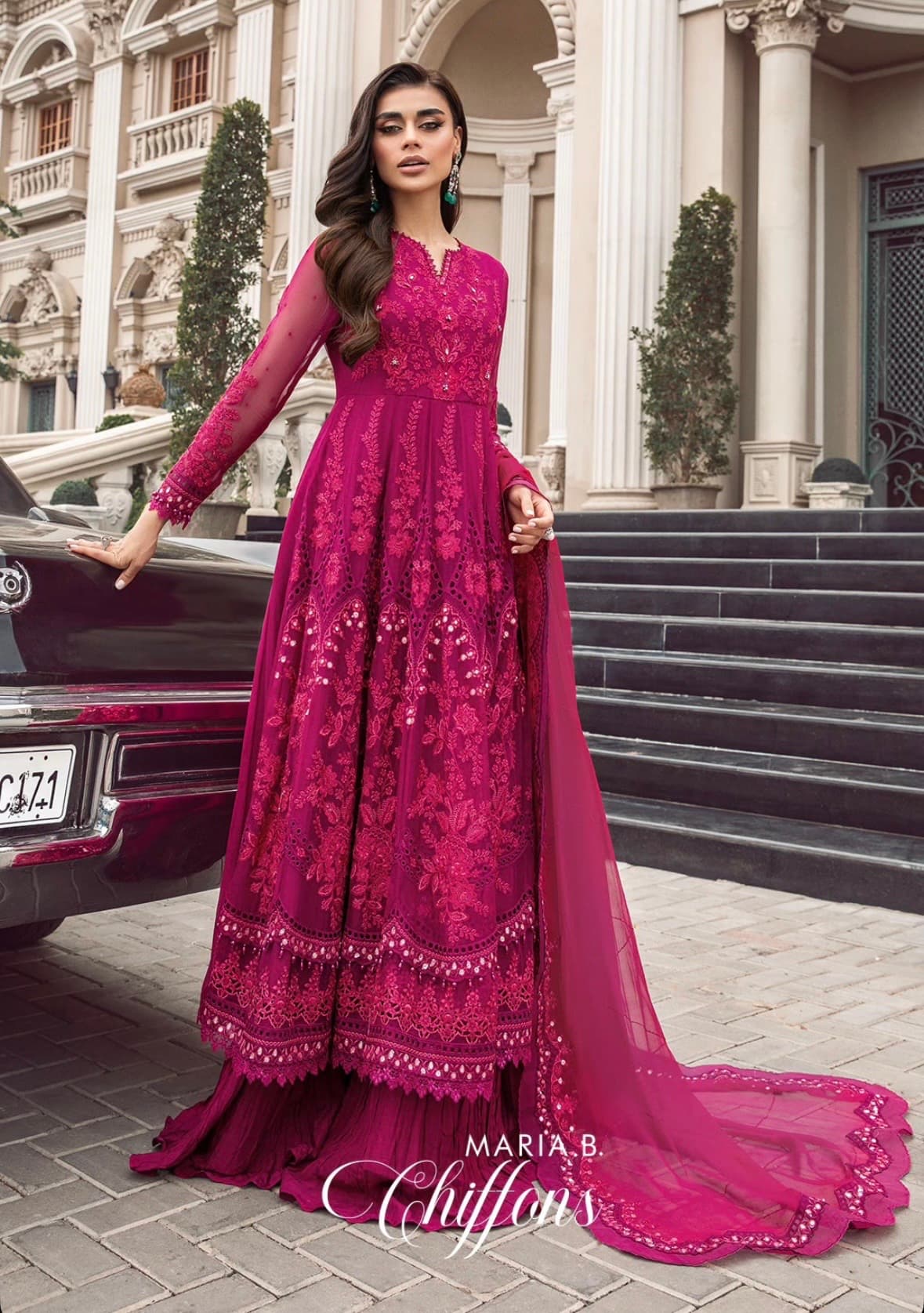 Pink Chiffon Anarkali