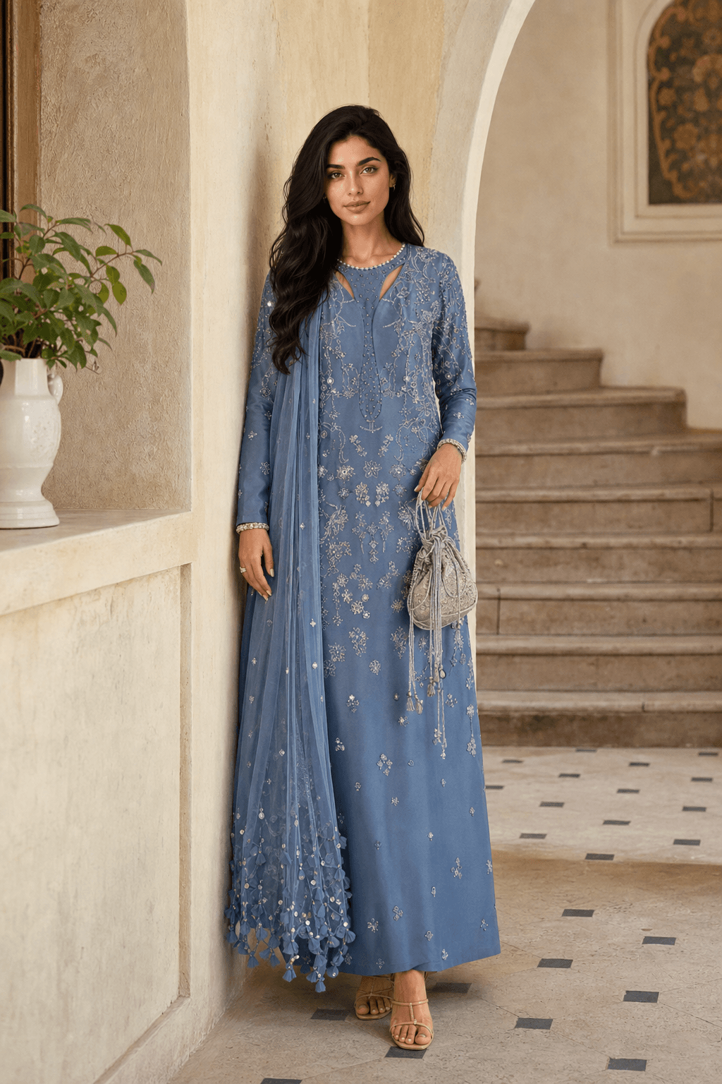 Blue Silk Suit