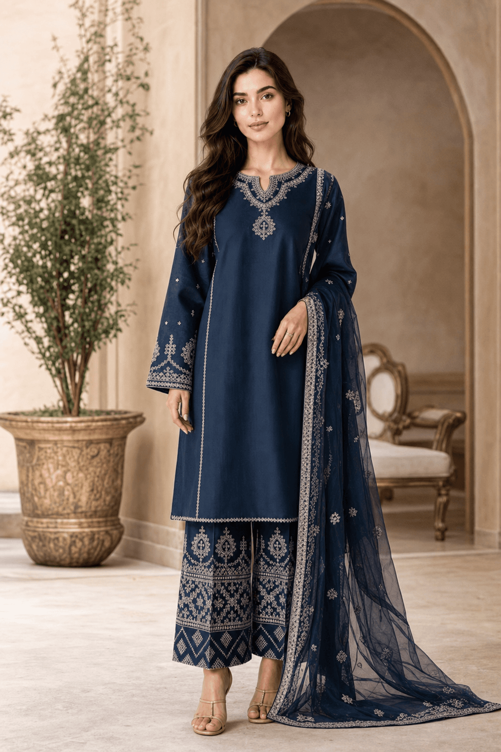Embroidered Cambric Cotton Co-Ord Set