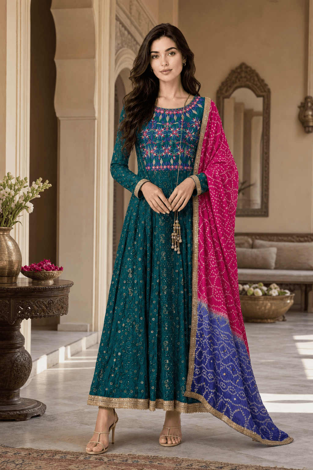 Embroidered Chikan Kaari Anarkali