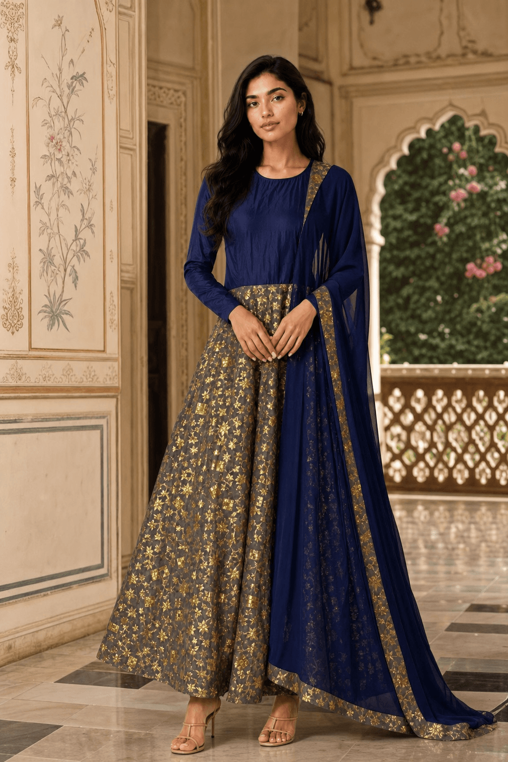 Blue Silk Gown