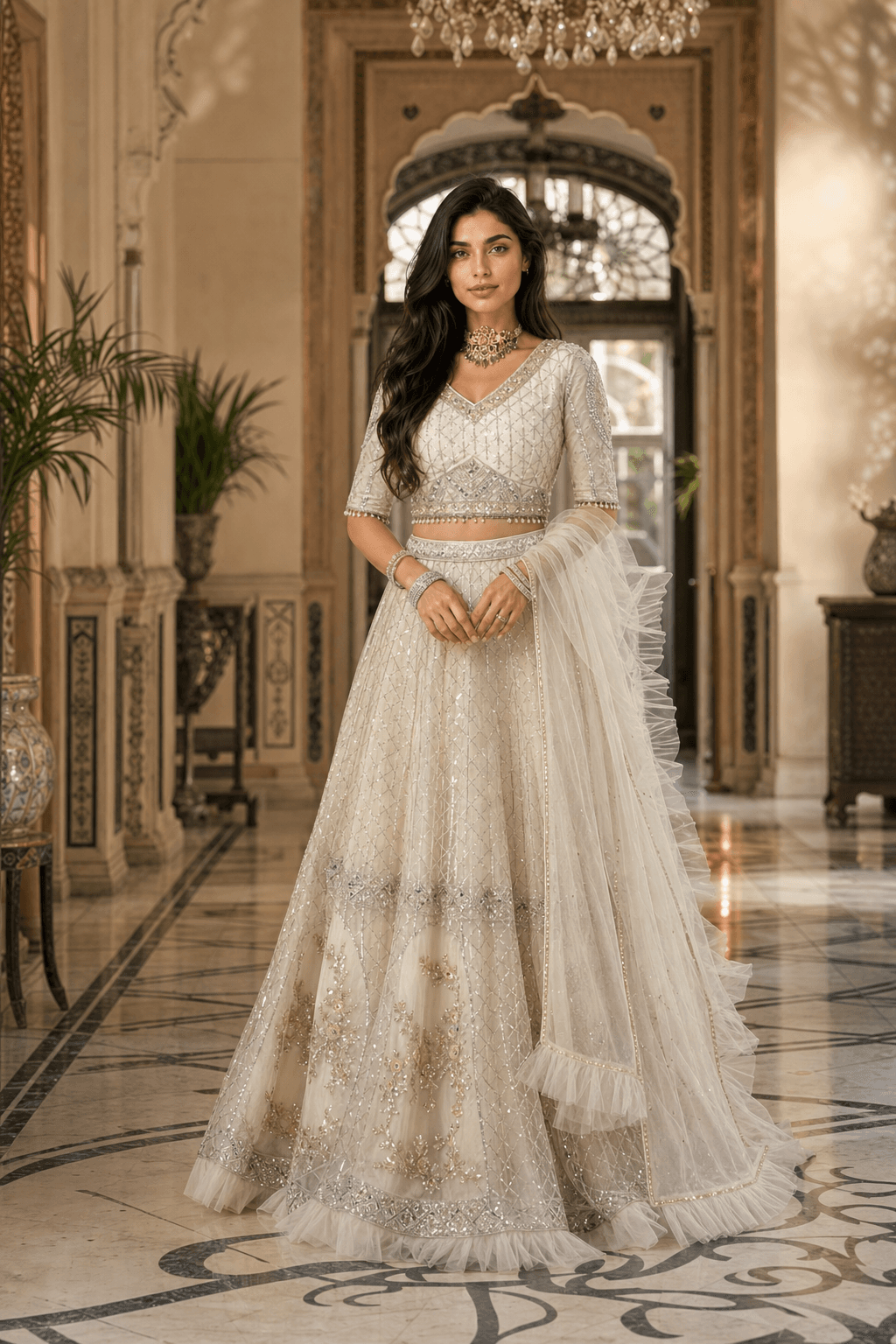 Off-white lehenga