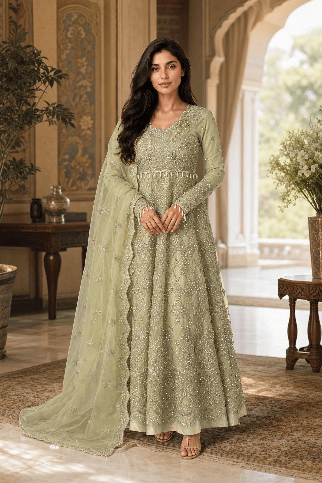 Heavily embellished Anarkali frock
