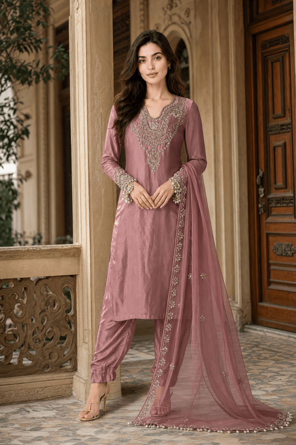Embellished Pink Suit