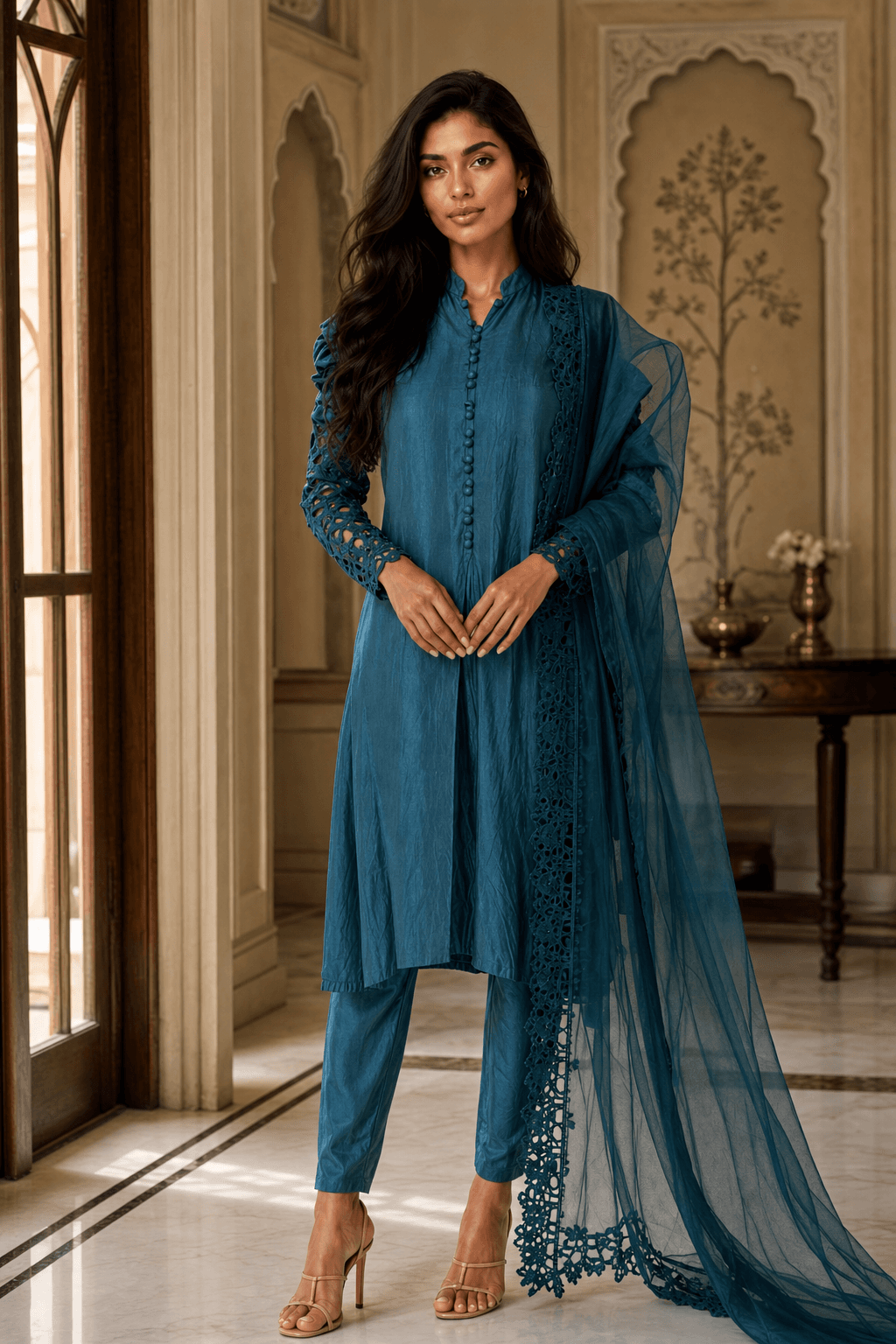 Silk Teal Suit
