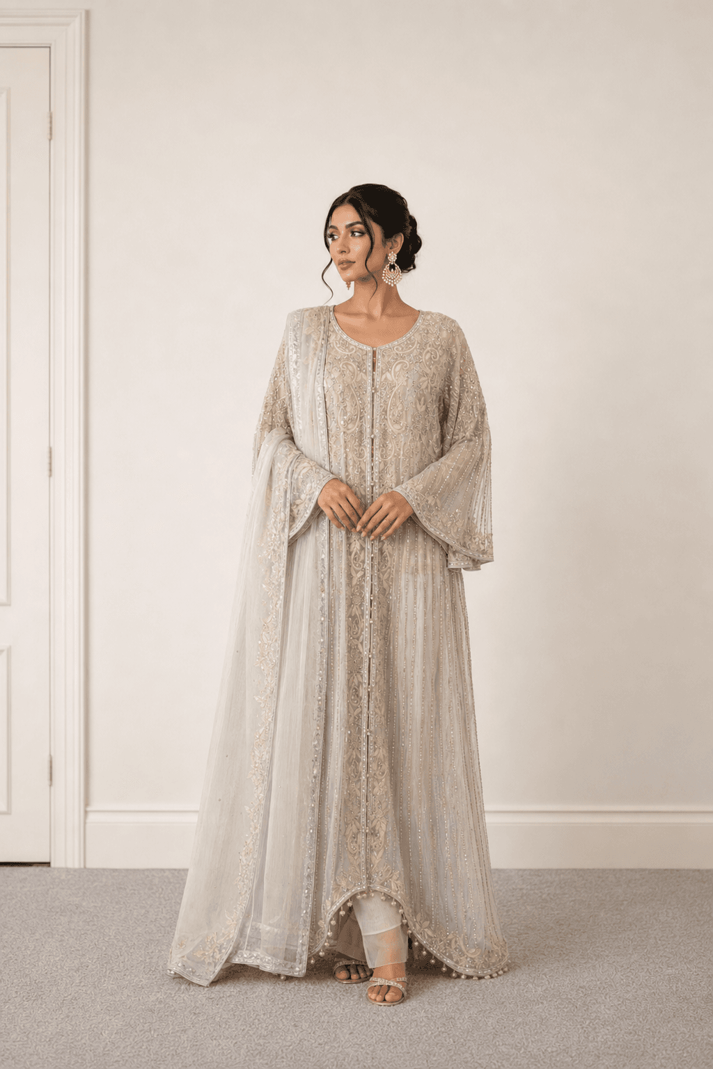 Ivory & Gold Embellished Formal Suit
