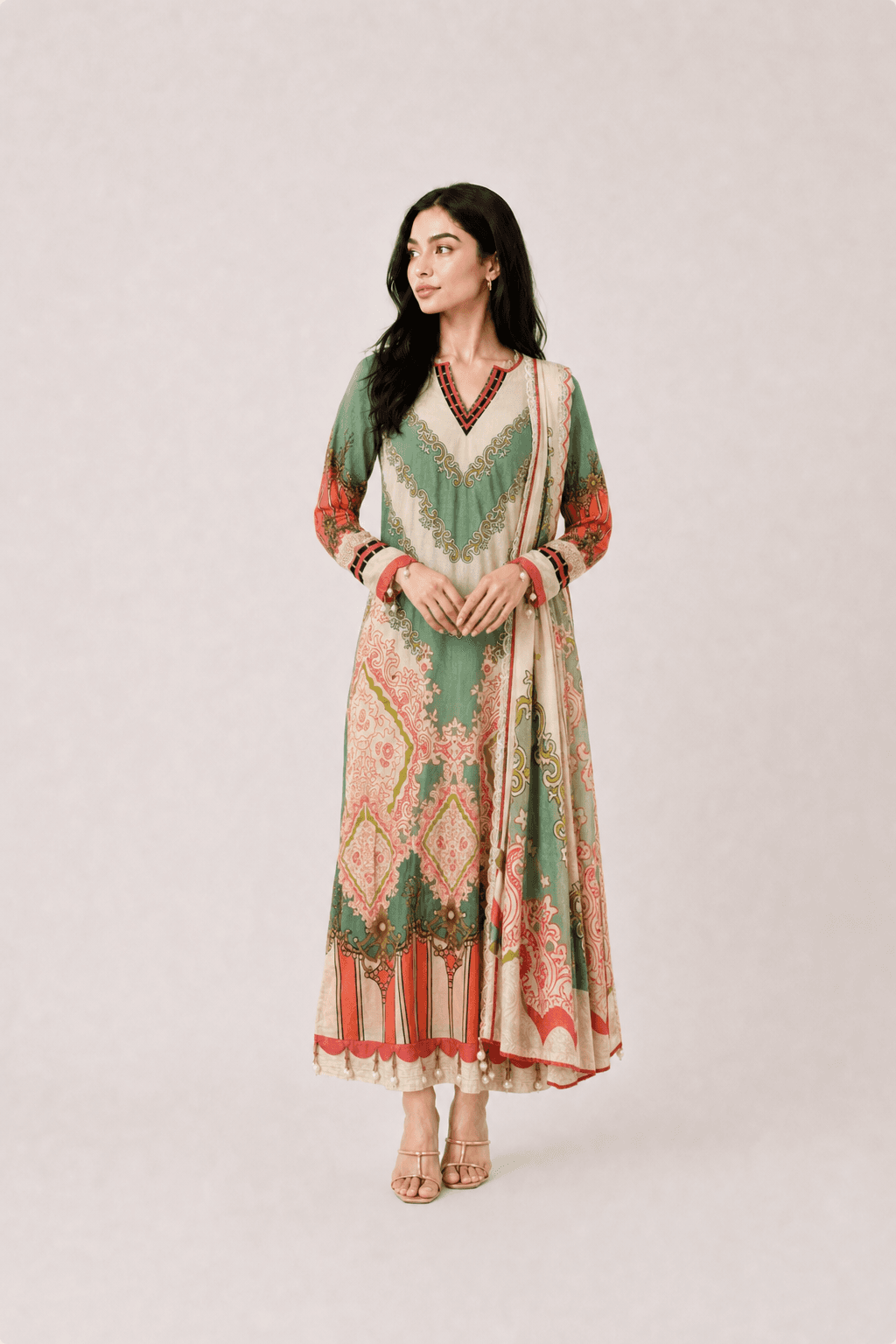 Beautiful sea green kaftan