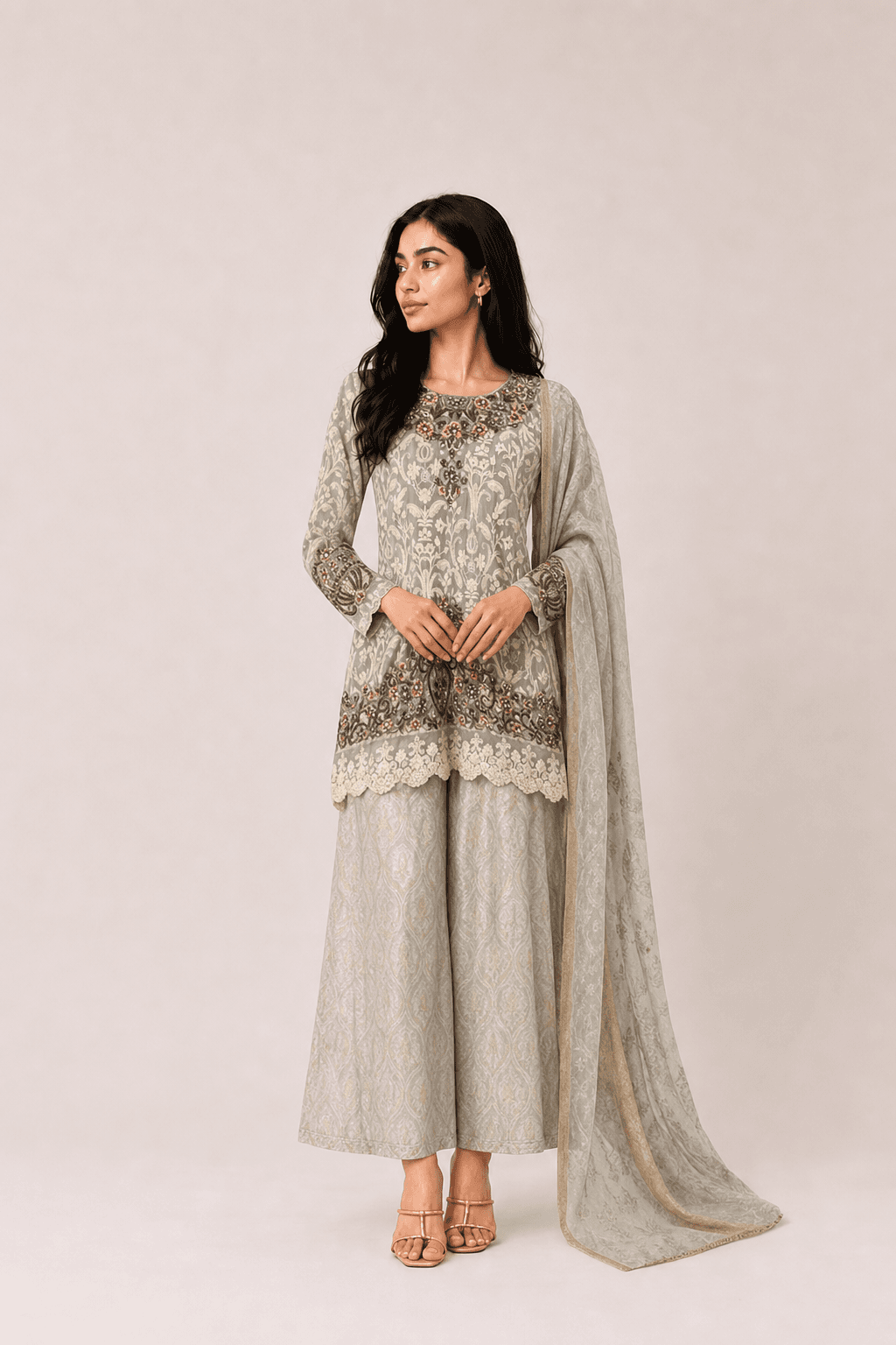 3 PC Peplum Fully Embroidered Shalwar Kameez
