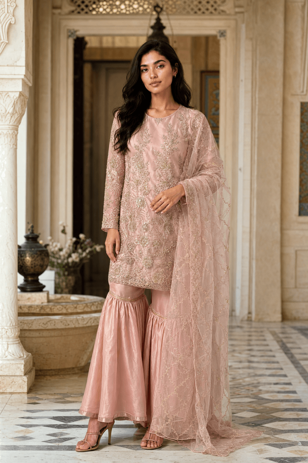 Pink gharara suit