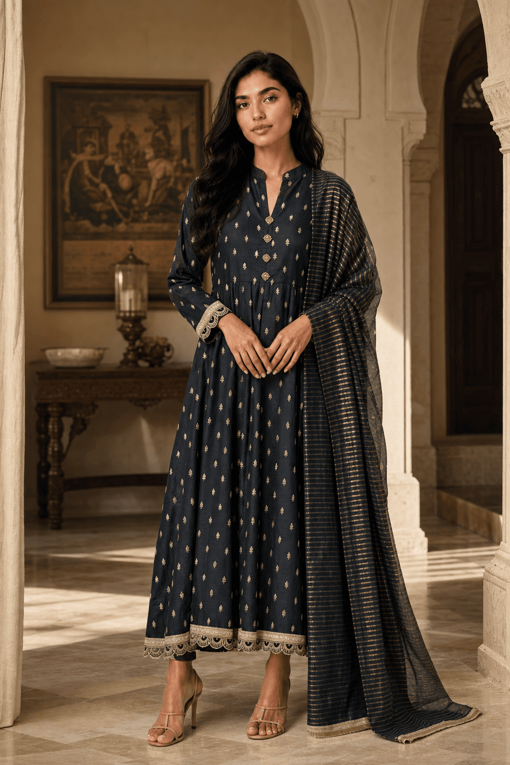 Raw silk full Maxi Dress