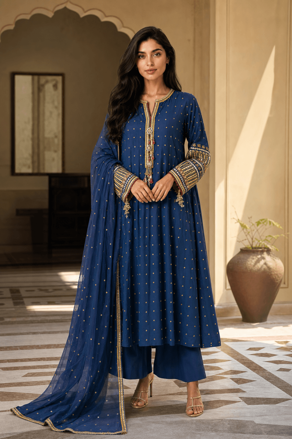 Khaadi Blue with Gota