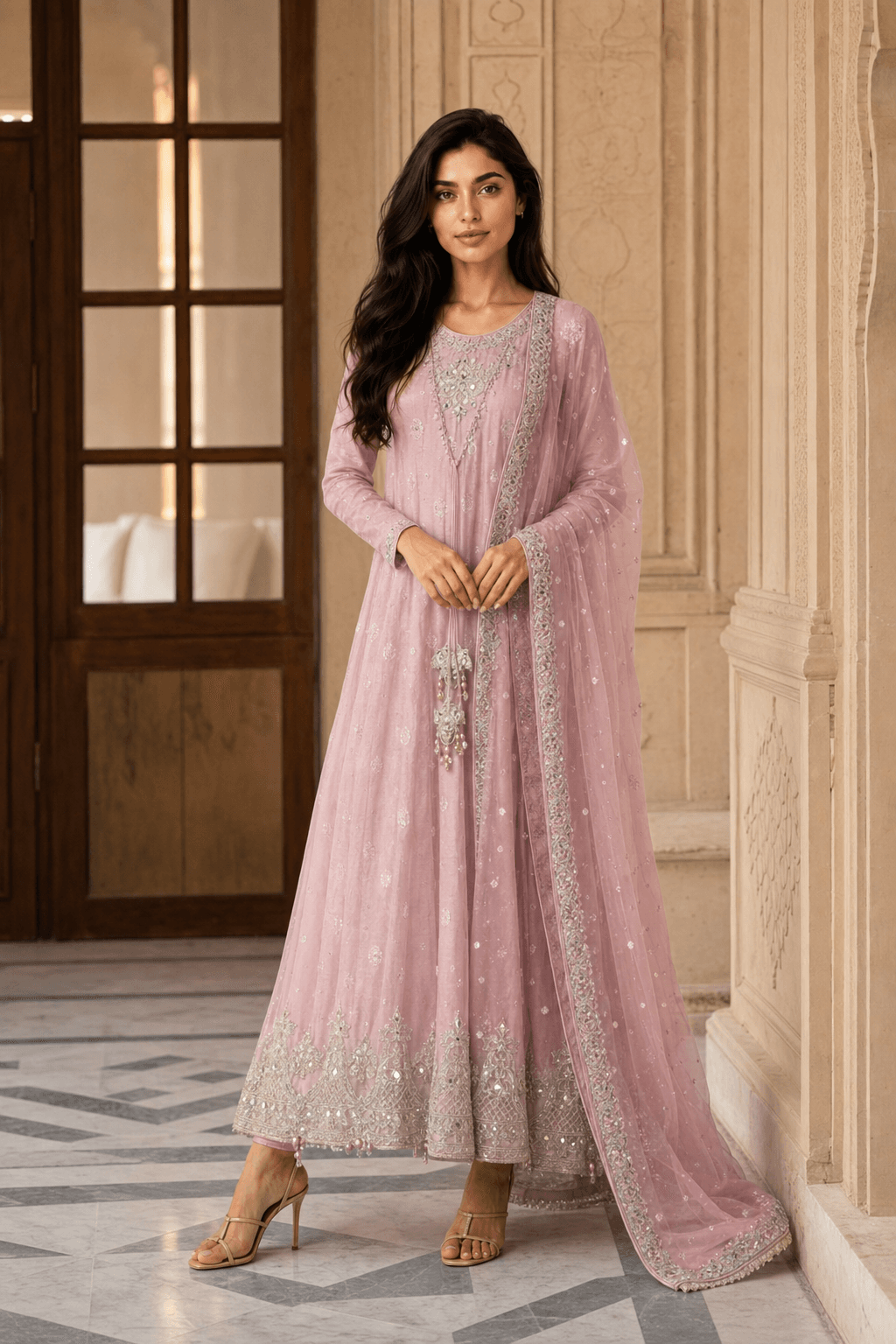 Faiza Saqlain Pink Anarkali