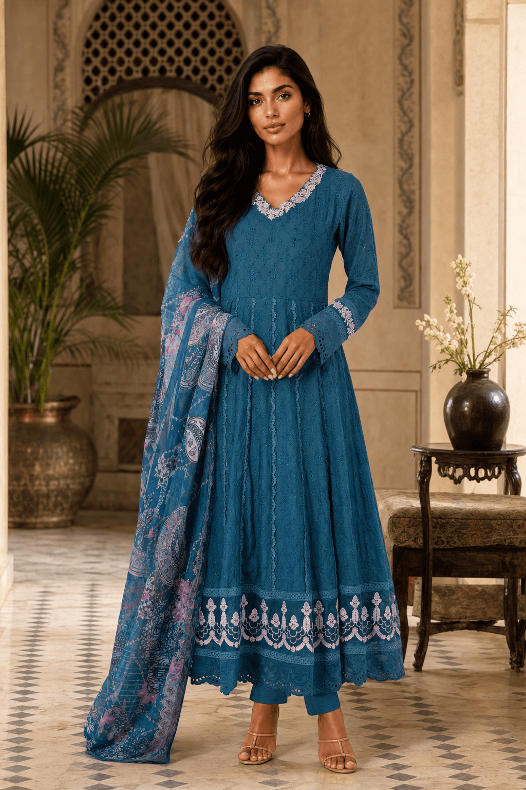 Teal Anarkali